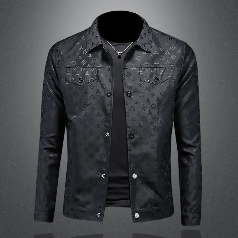 Men's Autumn Jacket Printed Flower Lapel Slim Fit Thin Casual Trendy High Quality Large Size