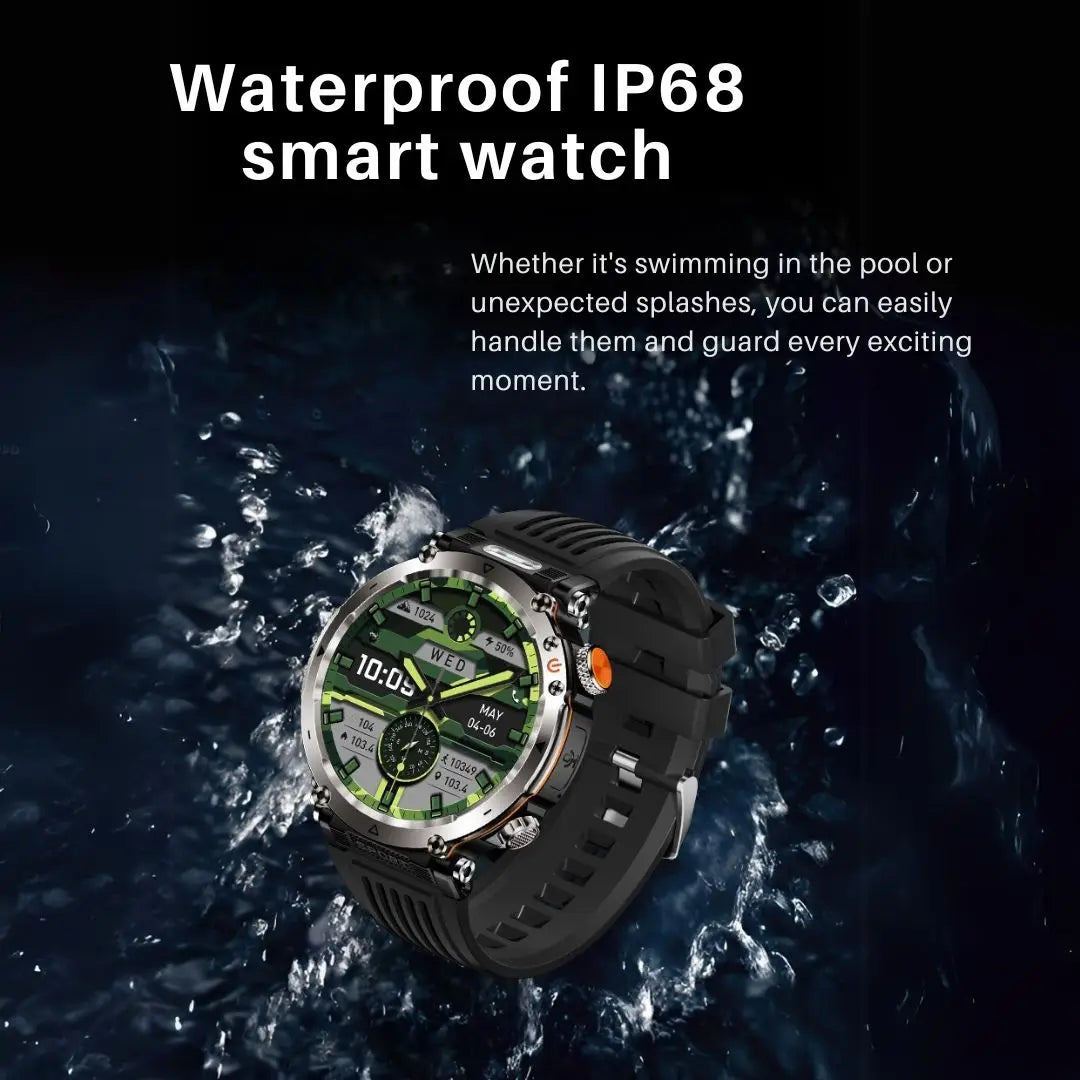 Smart Watch For Men, Smartwatch With Wireless Calling, LED Lighting, Outdoor Sports Watch With Compass For iPhone&Android Phone