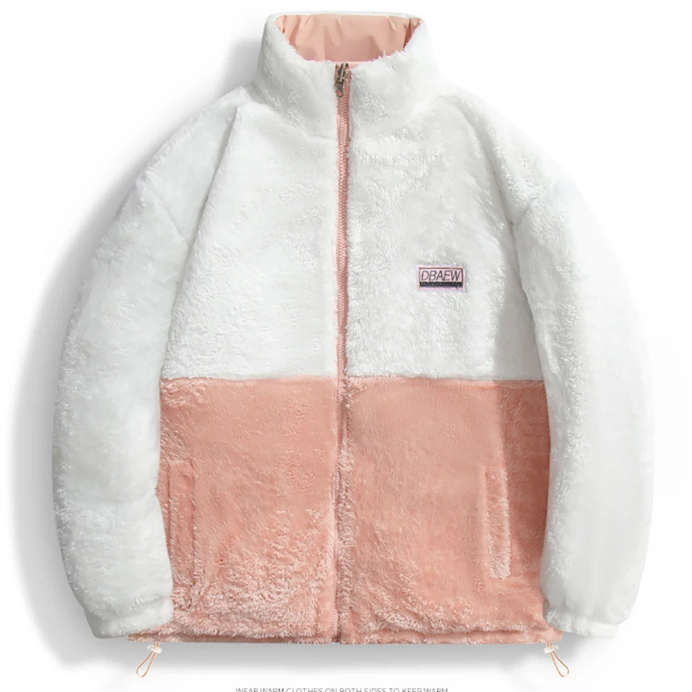 High-quality lambskin fleece men's casual double-sided loose and versatile cotton-padded jacket, men's cotton-padded clothing