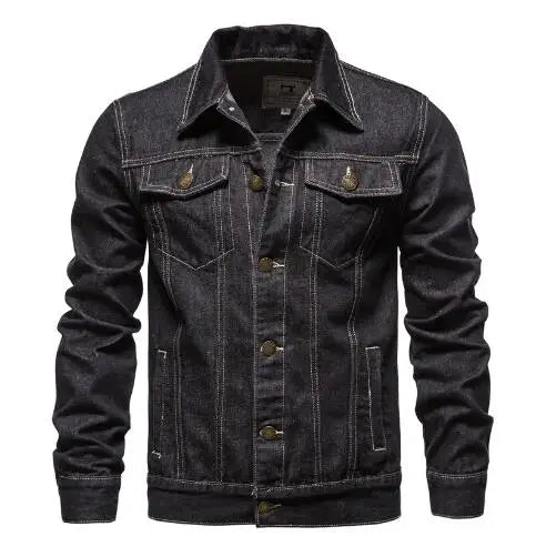 Autumn High-quality Men's Denim Jacket White Black Blue Fashion Casual Button Stretch Street Personality Denim Jacket