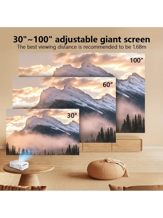 1pc 2025 Mini HD Smart Projector w/ Remote, Phone Screen Sharing, USB, for Office/Travel"