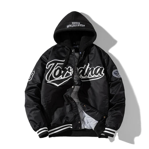 Winter Vintage Jacket Men Women Hip Hop Baseball Jacket Embroidery Letter Streetwear Hooded Coat Fashion Loose Couples Clothes