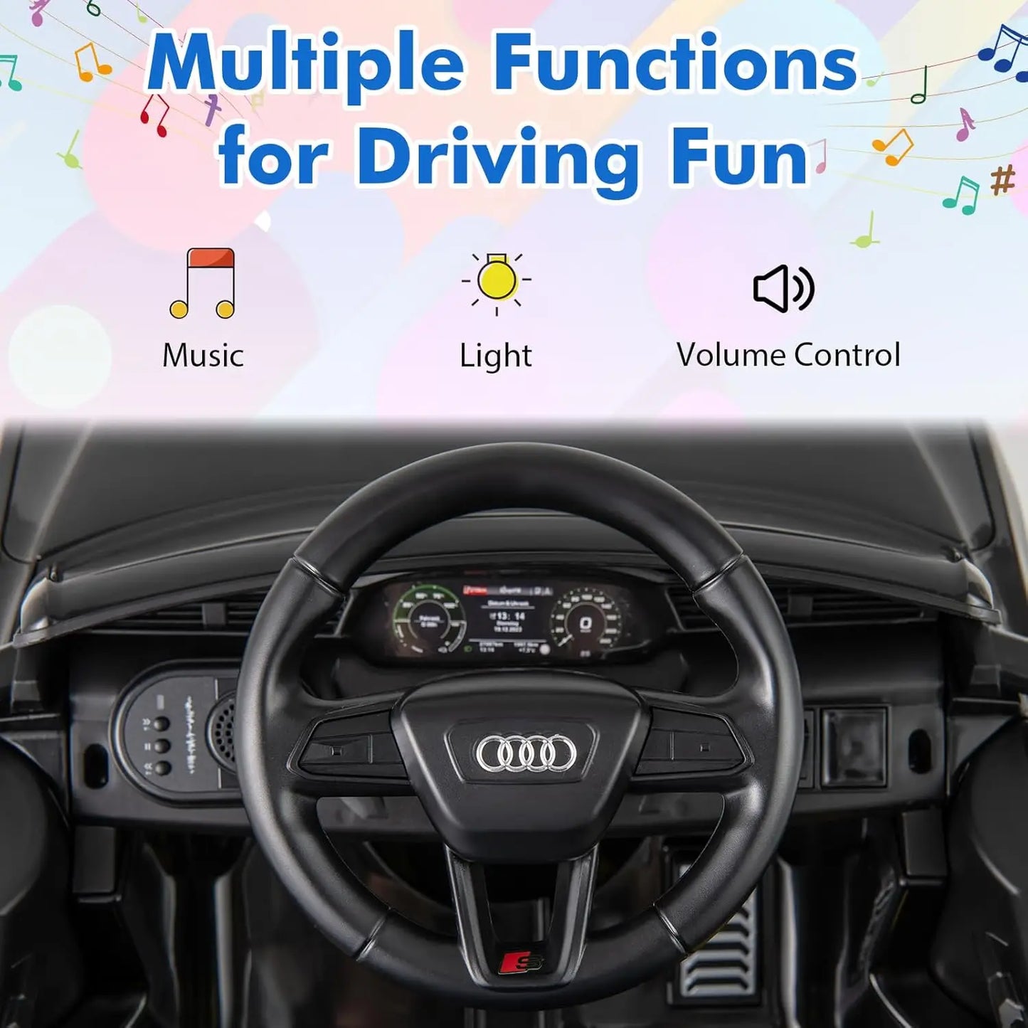 Licensed Ride on Car by INFANS, Battery Powered Electric Vehicle for with Remote Control, Adjustable Music, LED Lights, Suspensi