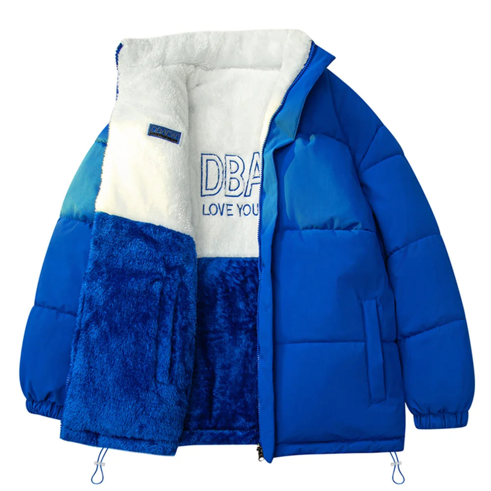 High-quality lambskin fleece men's casual double-sided loose and versatile cotton-padded jacket, men's cotton-padded clothing