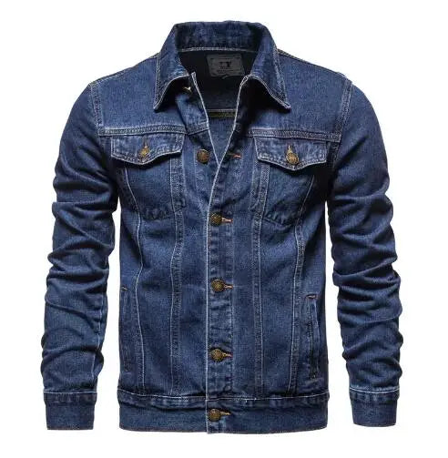 Autumn High-quality Men's Denim Jacket White Black Blue Fashion Casual Button Stretch Street Personality Denim Jacket