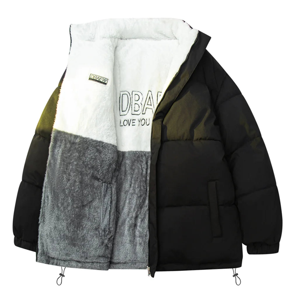 High-quality lambskin fleece men's casual double-sided loose and versatile cotton-padded jacket, men's cotton-padded clothing