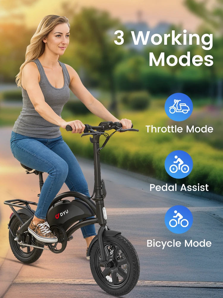 DYU D3F-MINI Electric Bicycle Peak 500W Motor 36V7.8AH Lithium Battery Electric Bike  14 Inch city E-bike