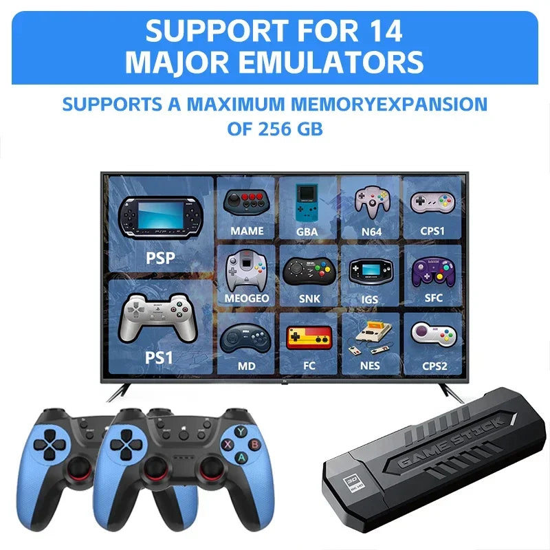 X2 Blue Video Game Stick 4K Video Game Stick Console 2.4G Double Wireless Controller HD 30000 Games 128G Retro Game Ship from US