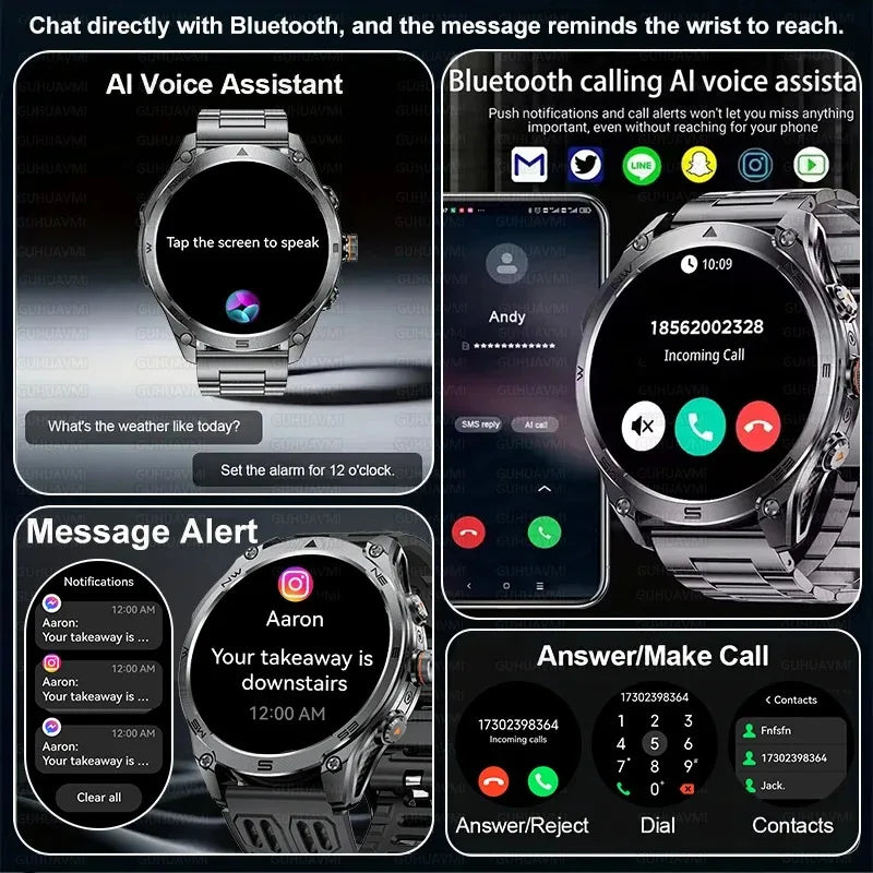 2025 New Military Smart Watch For Men 1000Mah Battery GPS Compass 10ATM Waterproof Flashlight Voice Call Sport Smart Watch Man