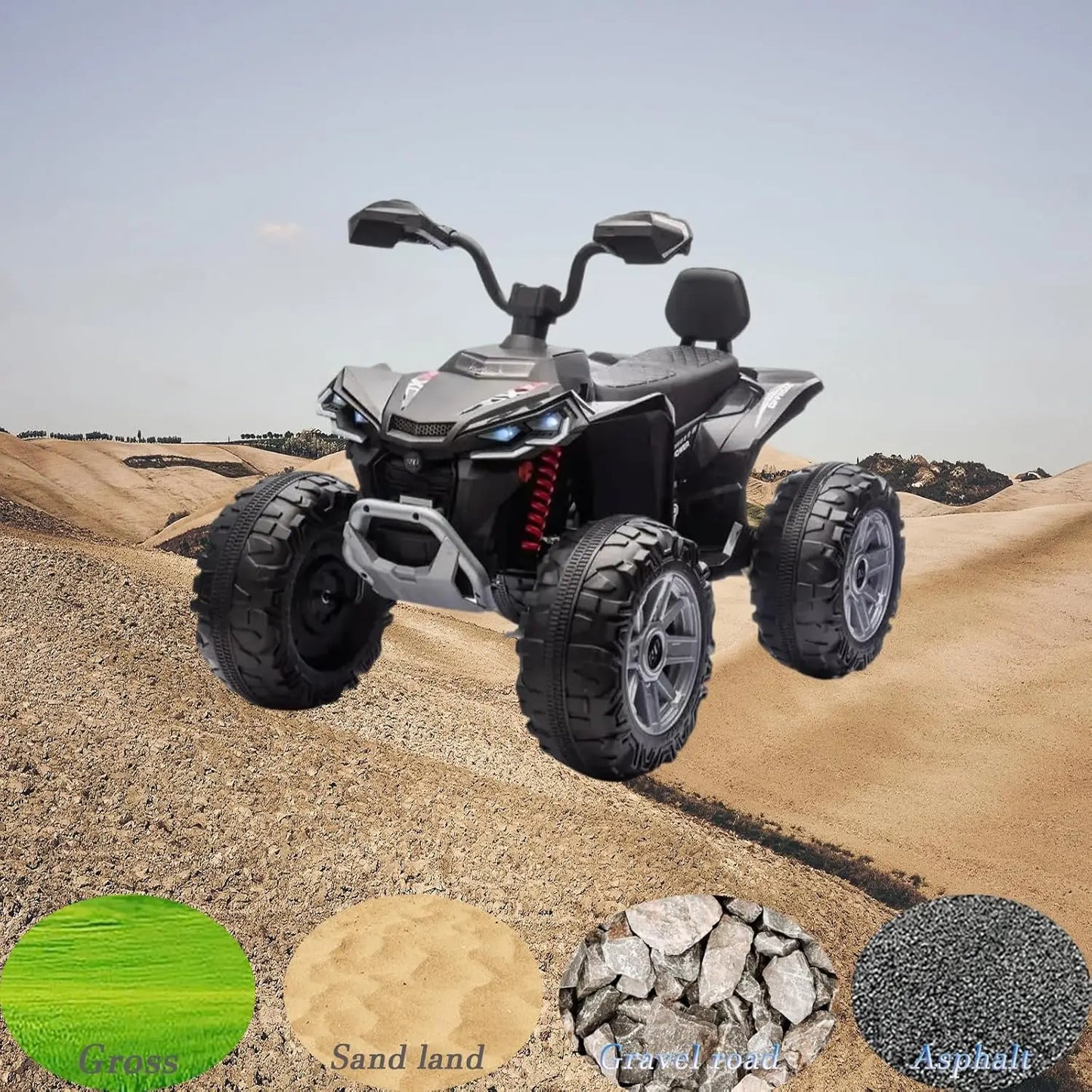 24V Kids Electric ATV 4-Wheeler (2-Seater) Ride on Car Toy with Dual 550w Motor Off-Road with LED Lights & Music Player 3-8Years