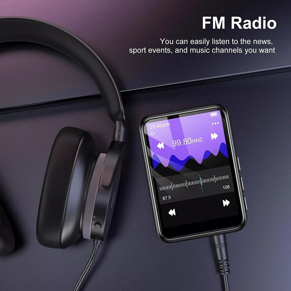 2025 New MP3 Player Bluetooth 5.4 Touch Screen HiFi Lossless Music Play Built-in Speaker 32GB Support Recording E-Book