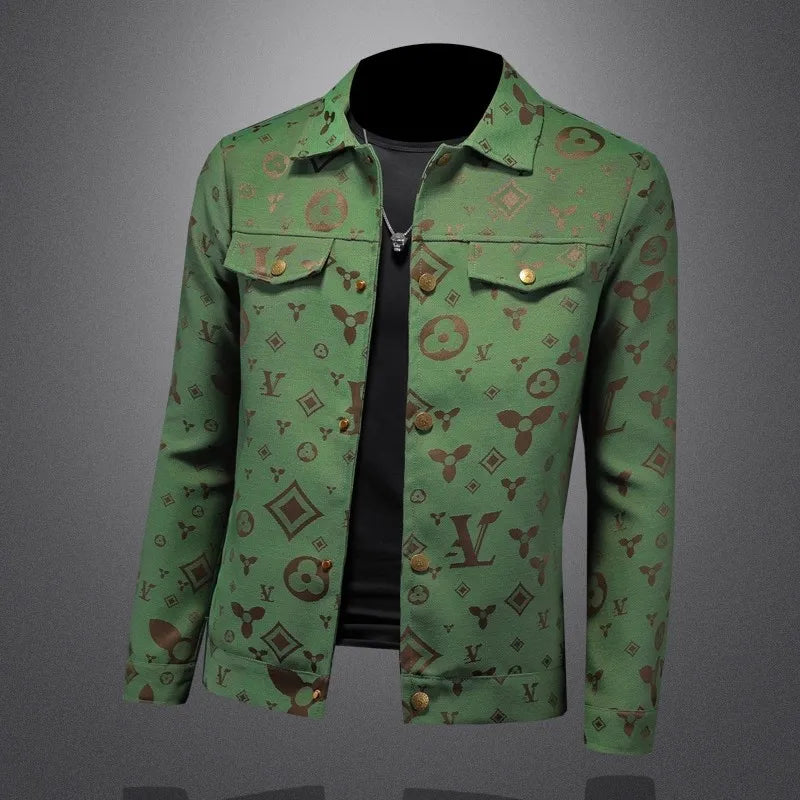 Men's Autumn Slim Fit Jacket Printed Lapel Casual Thin Stylish Trendy High Quality Male Clothing