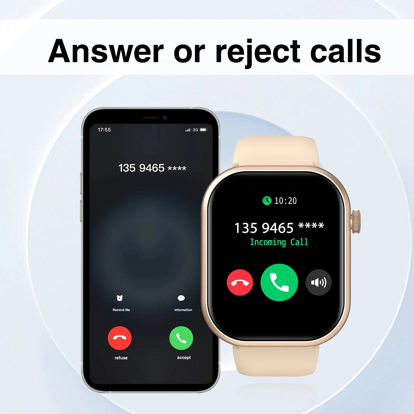 HOT Smartwatch full touch screen, answer and make calls, message reminders, custom watch face wallpaper and other functions