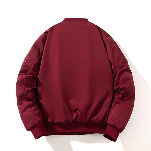 Men Bomber Jacket Solid Autumn Winter Pilot Jacket Women Vintage Fashion Hooded Baseball Coat Casual Windbreak Parkas Red Pink