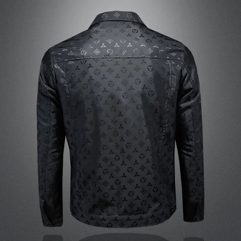 Men's Autumn Jacket Printed Flower Lapel Slim Fit Thin Casual Trendy High Quality Large Size