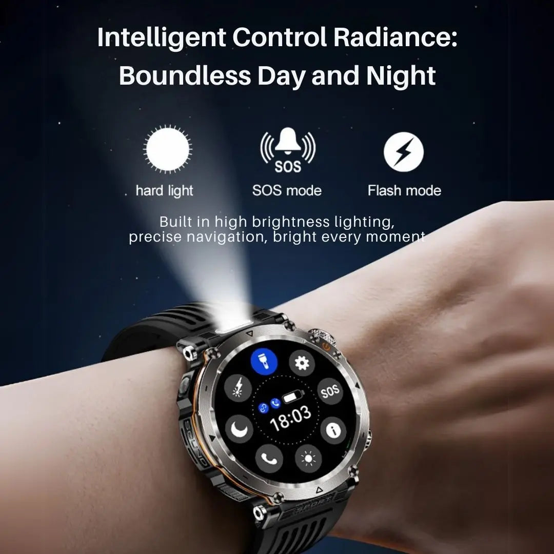 Smart Watch For Men, Smartwatch With Wireless Calling, LED Lighting, Outdoor Sports Watch With Compass For iPhone&Android Phone