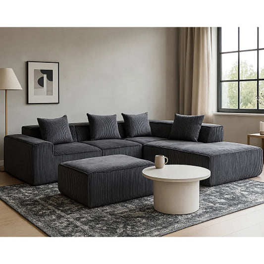 Sectional boneless Couch with L-Shape Chaise,Modern Modular sleeper Sofa with Deep Seat, Upholstered Couches for Room