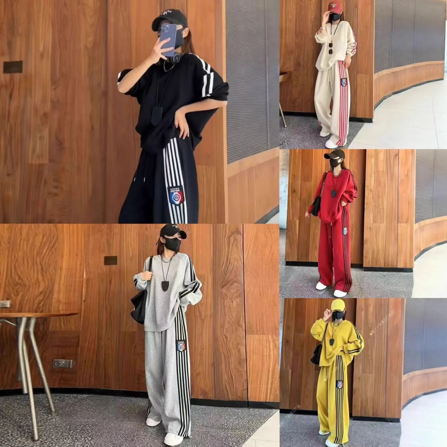 Loose Casual Women's Sweatshirt Set Spring Autumn Korean Style Running Fashion Popular Streetwear Two-Piece Set Macaron Color