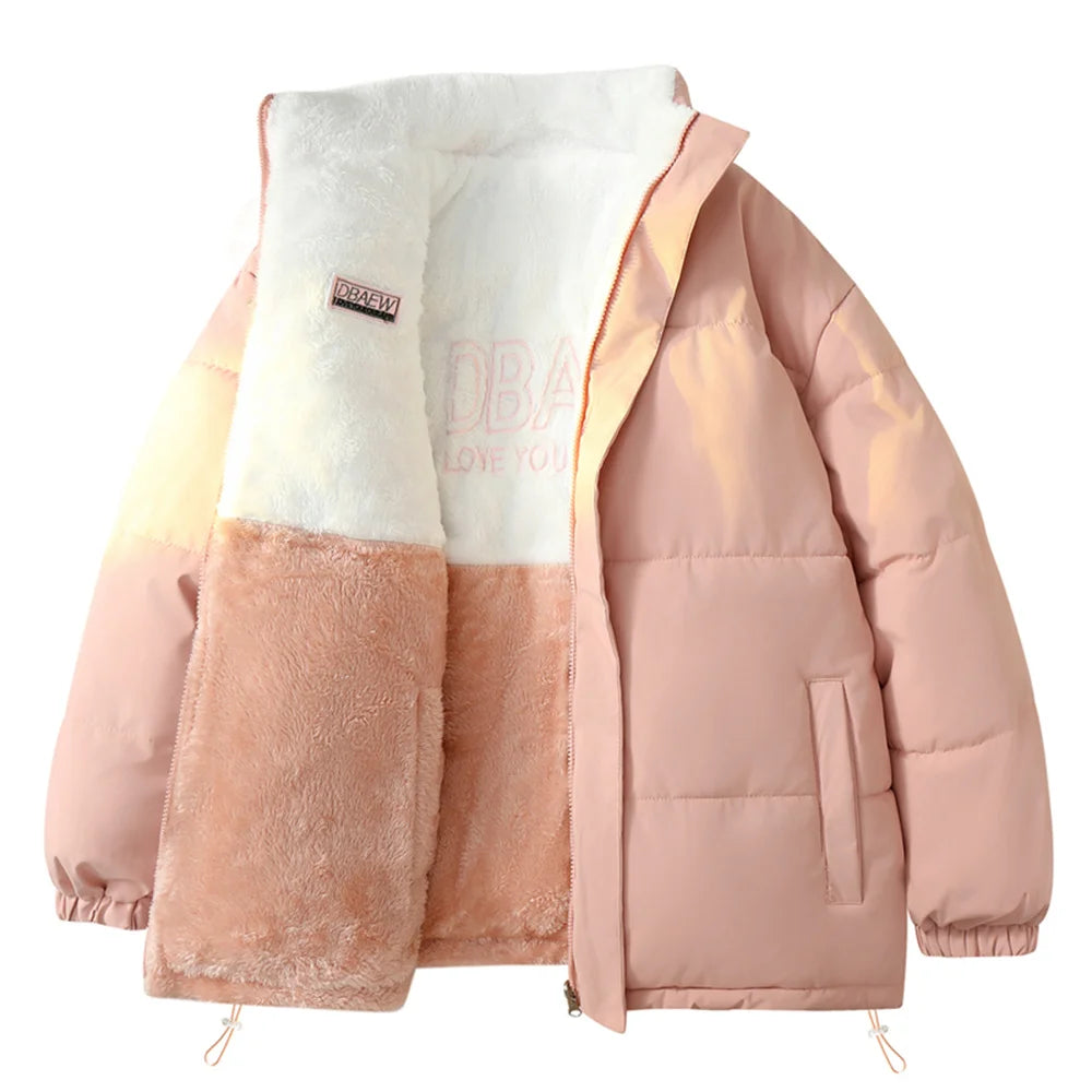 High-quality lambskin fleece men's casual double-sided loose and versatile cotton-padded jacket, men's cotton-padded clothing