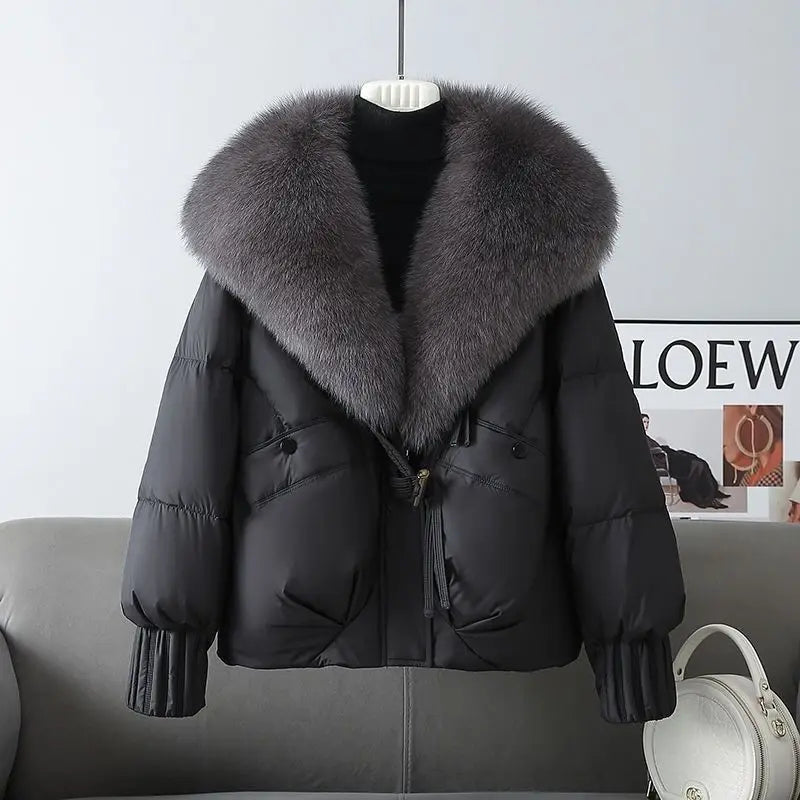 2025 New Women Down Cotton Coat Korean Fashion Big Collor Thicken Warm Puffer Overcoat Ladies Loose Parkas Cotton Jacket