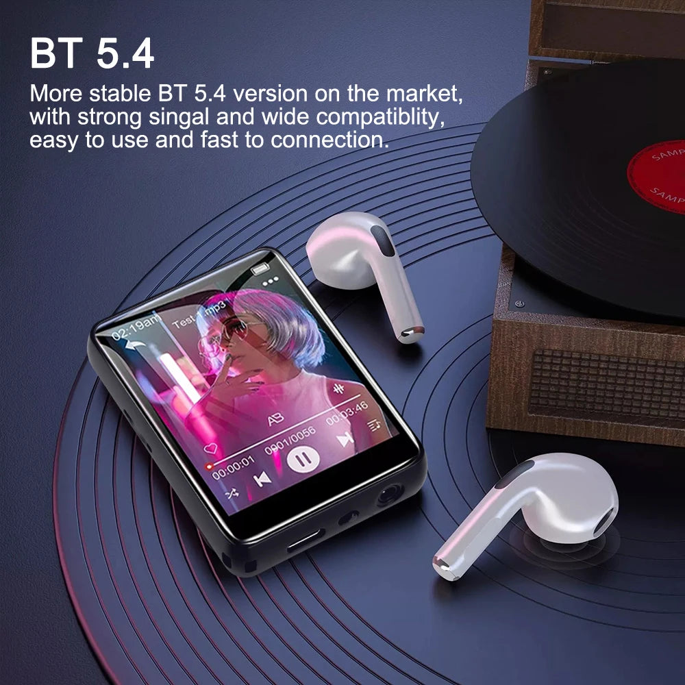 2025 New MP3 Player Bluetooth 5.4 Touch Screen HiFi Lossless Music Play Built-in Speaker 32GB Support Recording E-Book