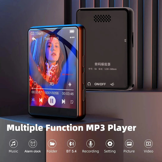 2025 New MP3 Player Bluetooth 5.4 Touch Screen HiFi Lossless Music Play Built-in Speaker 32GB Support Recording E-Book