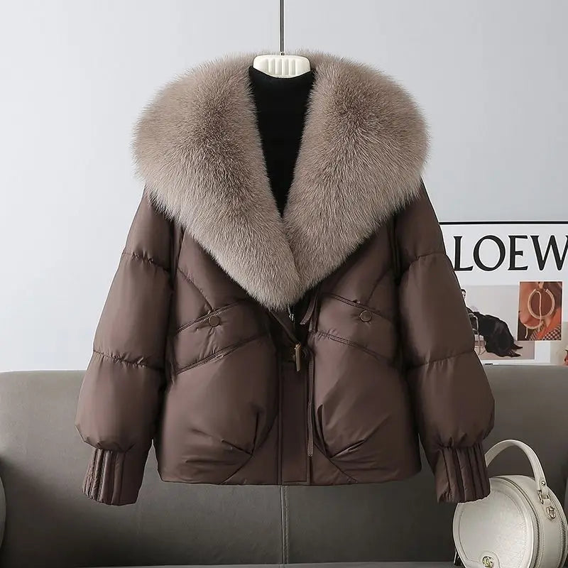 2025 New Women Down Cotton Coat Korean Fashion Big Collor Thicken Warm Puffer Overcoat Ladies Loose Parkas Cotton Jacket