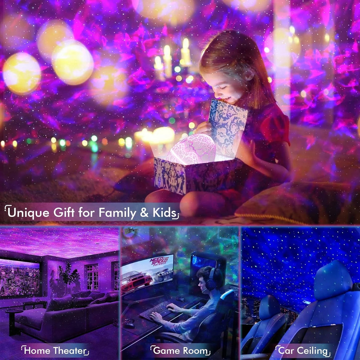 AURORA LIGHTING Star Projector Galaxy Projector for Bedroom LED Night Lights for Kids Room Adults Christmas Birthday Party Gifts