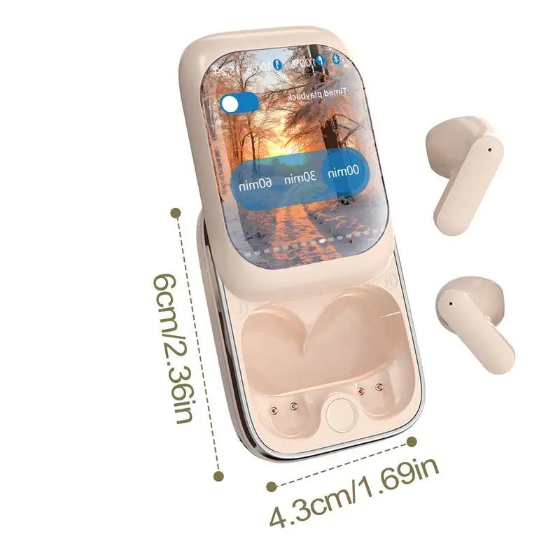 Wireless Ear Buds In-Ear Headphones Wireless Earbuds Slider Earphones Cordless Earbuds Full Color Touchscreen Ear Buds In-Ear