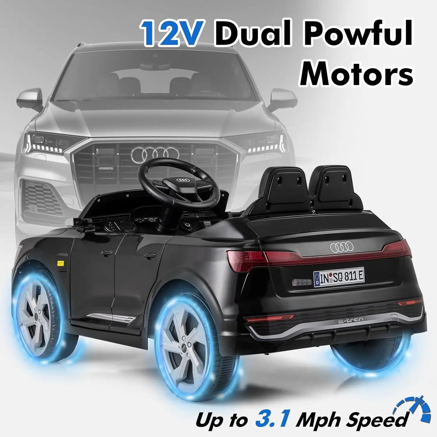 Licensed Ride on Car by INFANS, Battery Powered Electric Vehicle for with Remote Control, Adjustable Music, LED Lights, Suspensi