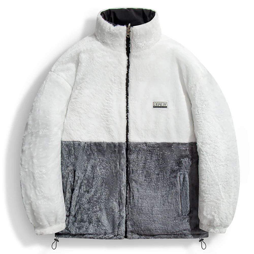 High-quality lambskin fleece men's casual double-sided loose and versatile cotton-padded jacket, men's cotton-padded clothing