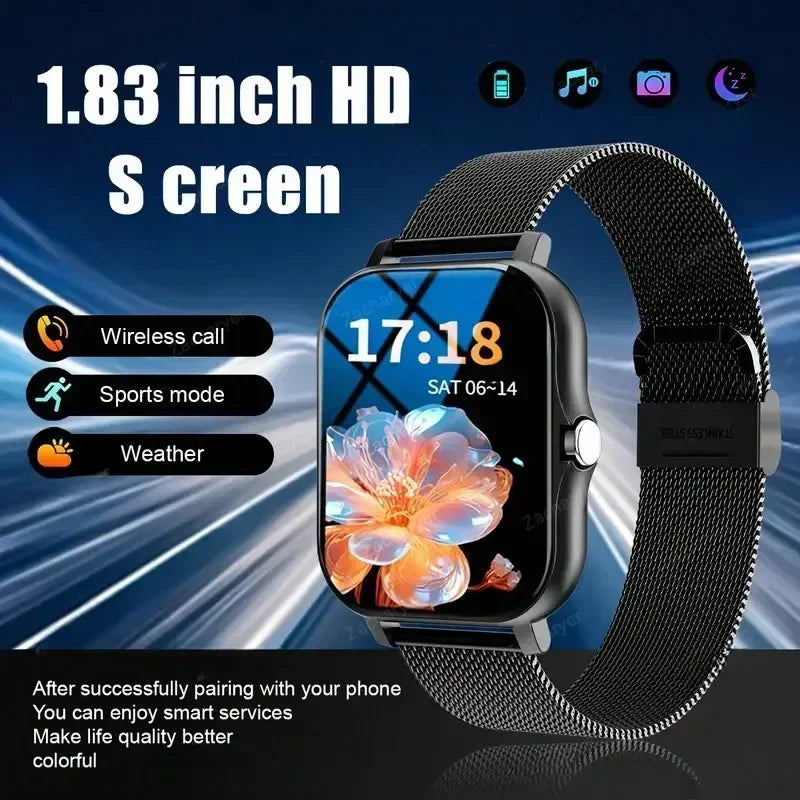 2025 Smart Fitness Watch - Wireless Calls, 50+ Sports Modes, HR/SpO2 Monitoring & Smart Notifications for iOS/Android (Unisex)