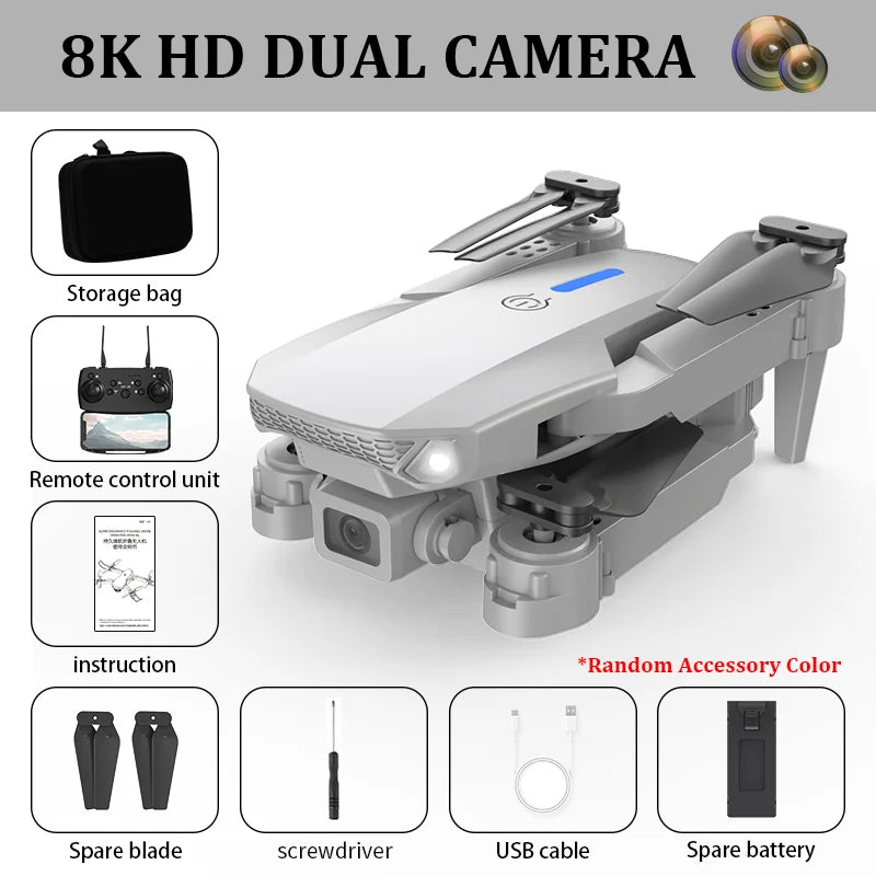 KBDFA 2025 E88 Professional Wide Angle RC Dron HD 8K Camera Mode Foldable Helicopter Aircraft Quadcopter Drone Kid Gift Toys